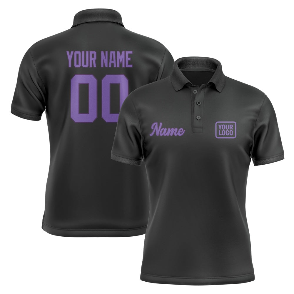 Custom Black Light Purple Short-Sleeve Polo Shirt