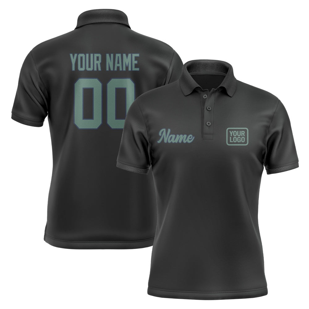 Custom Black Blue Green Short-Sleeve Polo Shirt