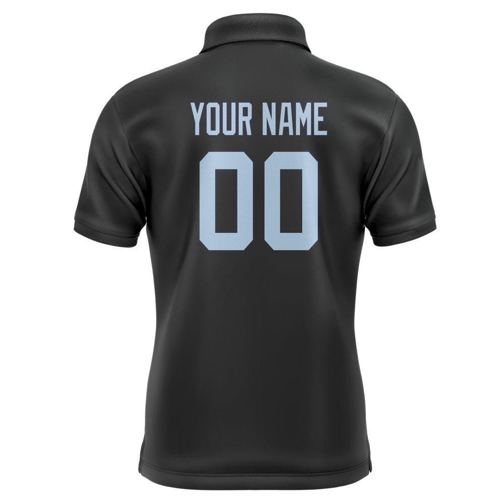Custom Black Light Blue Short-Sleeve Polo Shirt
