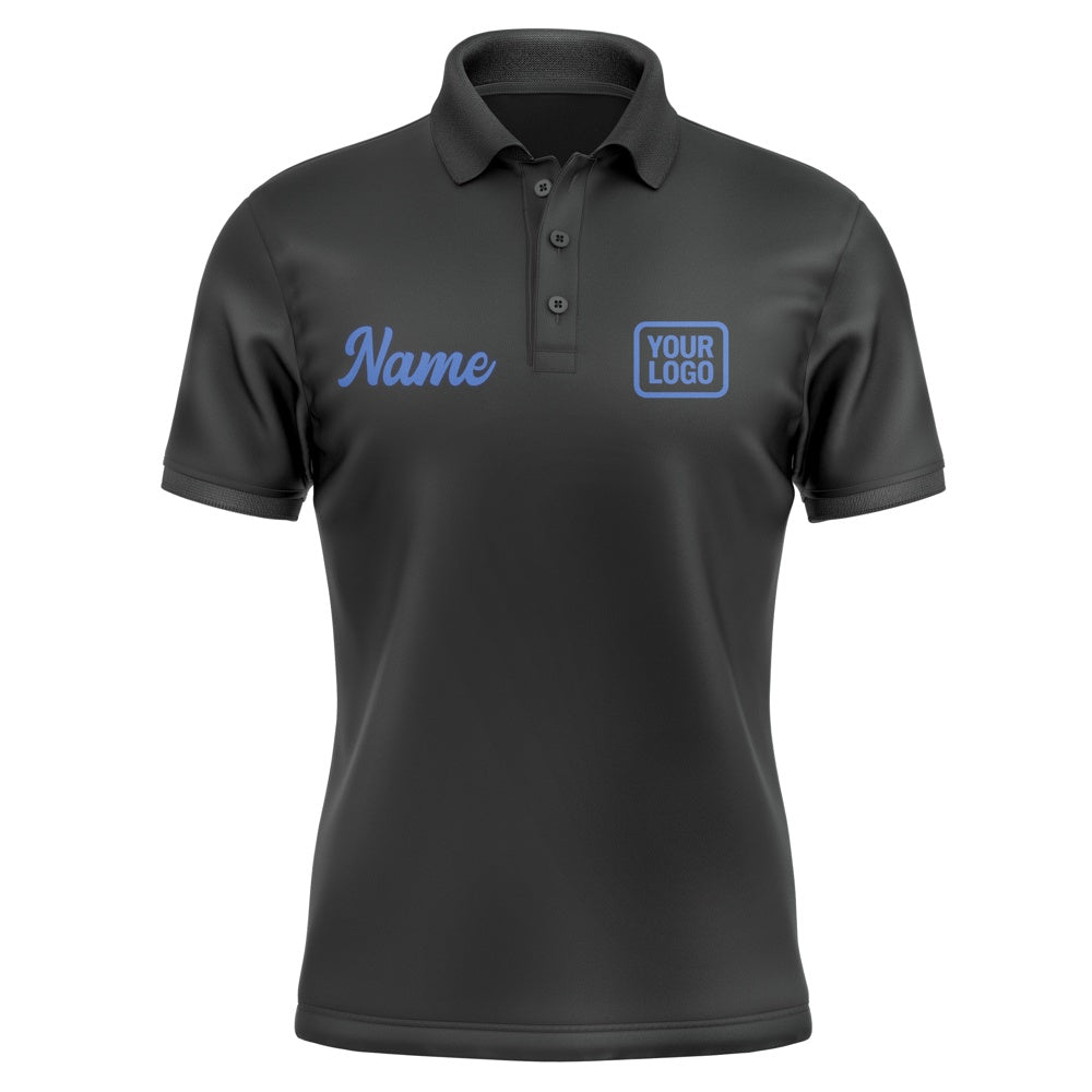 Custom Black Sky Blue Short-Sleeve Polo Shirt