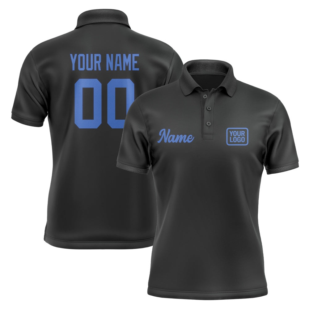 Custom Black Sky Blue Short-Sleeve Polo Shirt