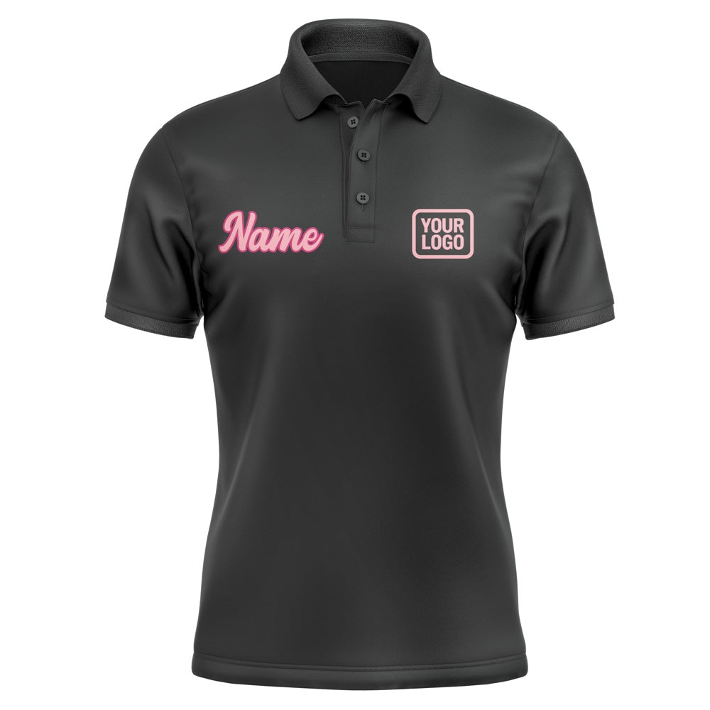 Custom Black Light Pink Short-Sleeve Polo Shirt