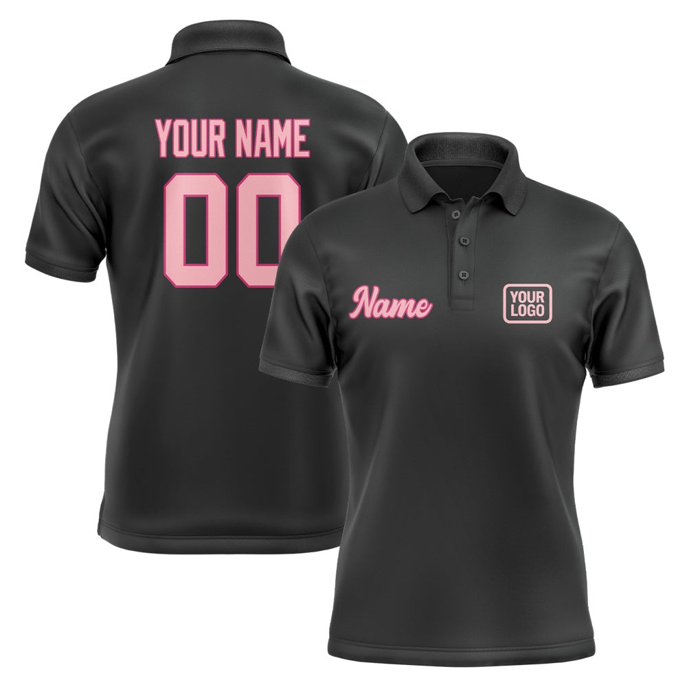 Custom Black Light Pink Short-Sleeve Polo Shirt