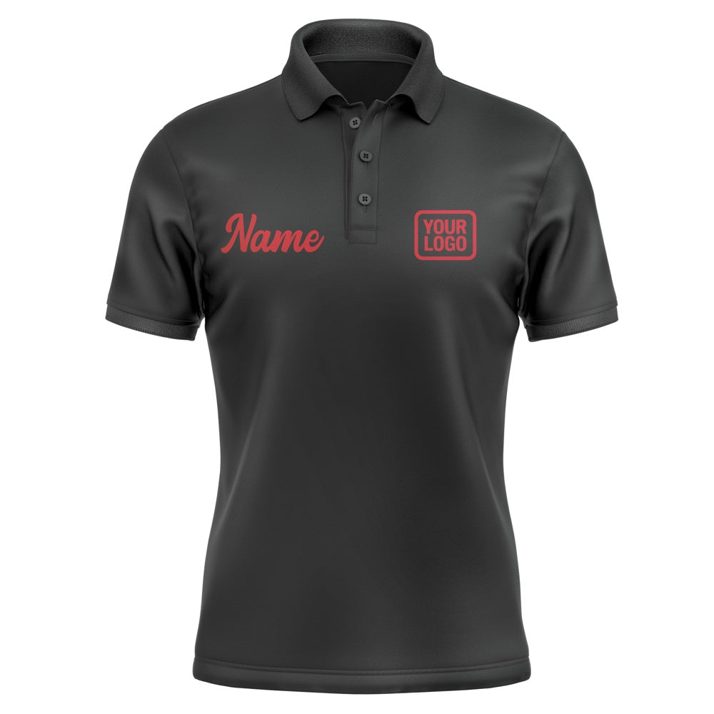 Custom Black Red Short-Sleeve Polo Shirt