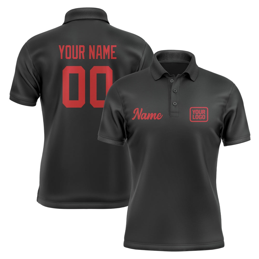 Custom Black Red Short-Sleeve Polo Shirt