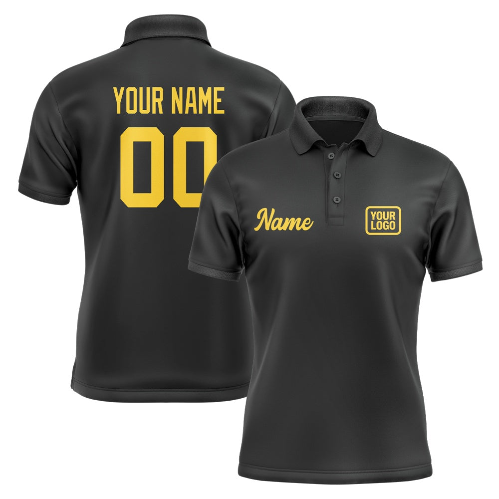 Custom Black Gold Short-Sleeve Polo Shirt