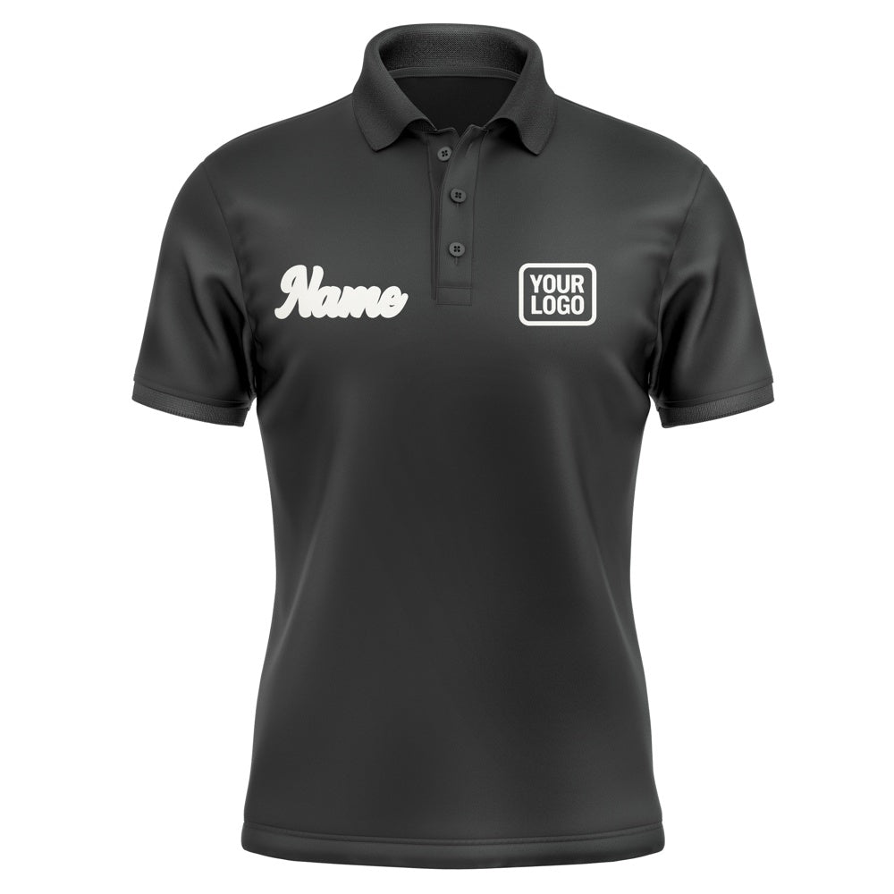 Custom Black White Short-Sleeve Polo Shirt