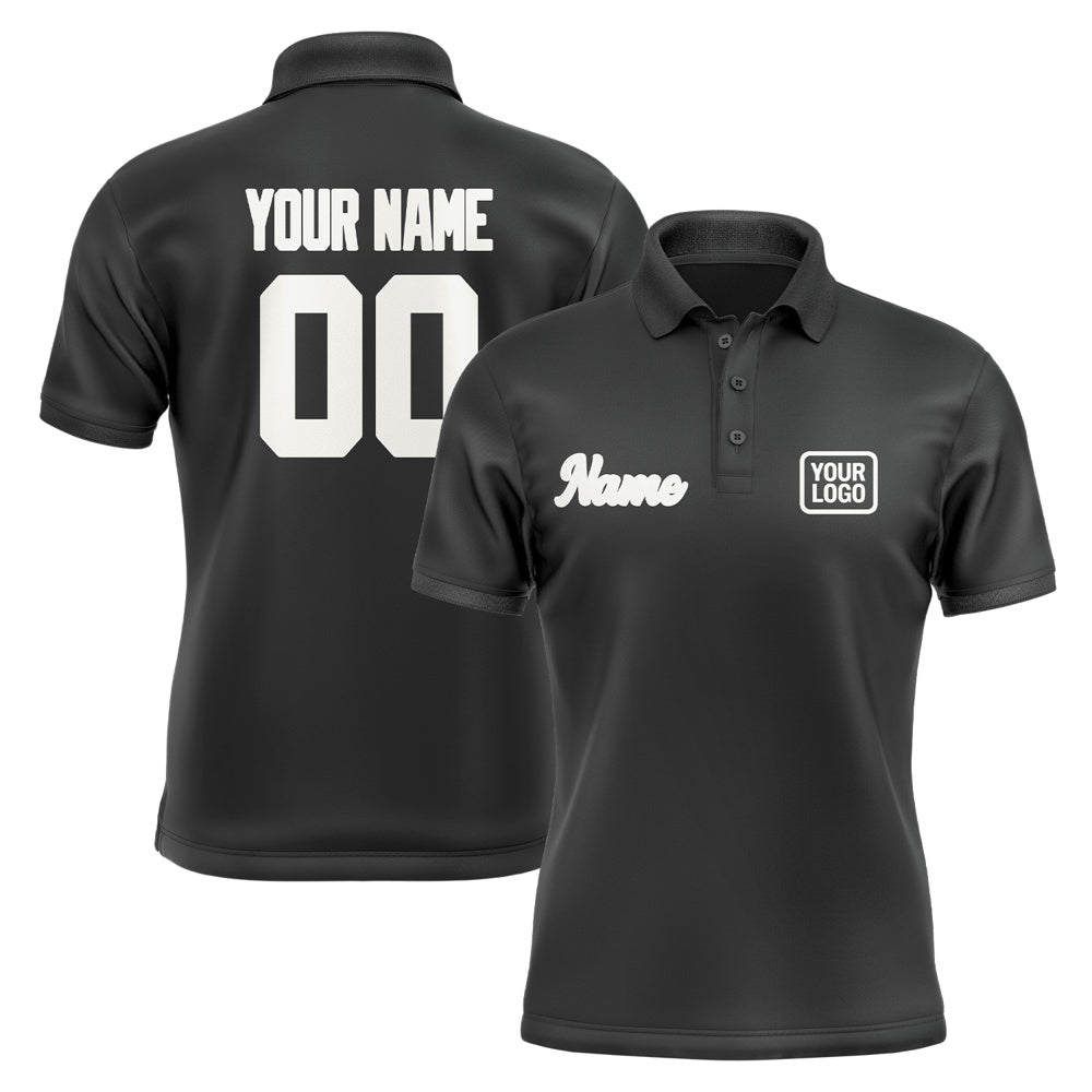 Custom Black White Short-Sleeve Polo Shirt