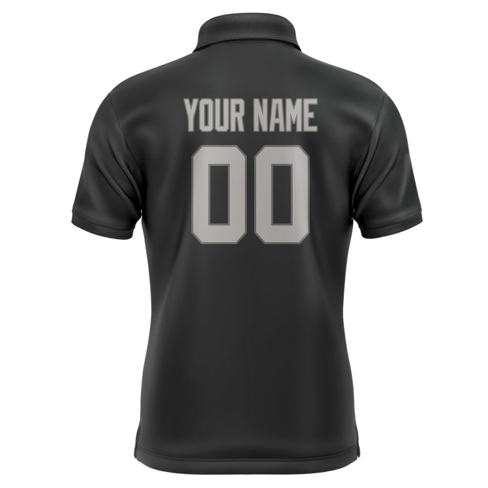 Custom Black Gray Short-Sleeve Polo Shirt