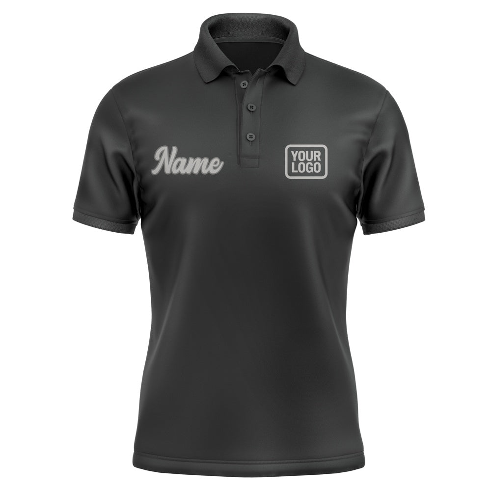 Custom Black Gray Short-Sleeve Polo Shirt