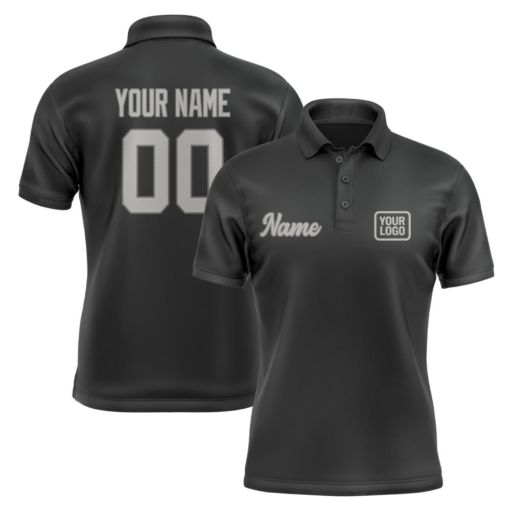 Custom Black Gray Short-Sleeve Polo Shirt