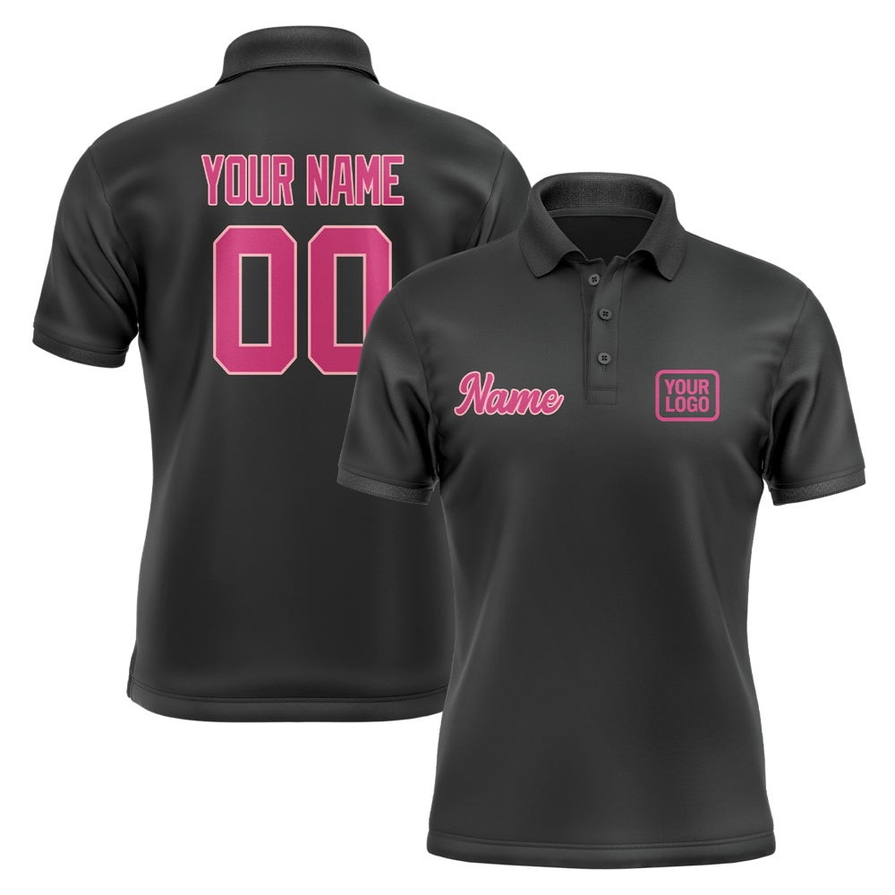 Custom Black Pink Short-Sleeve Polo Shirt