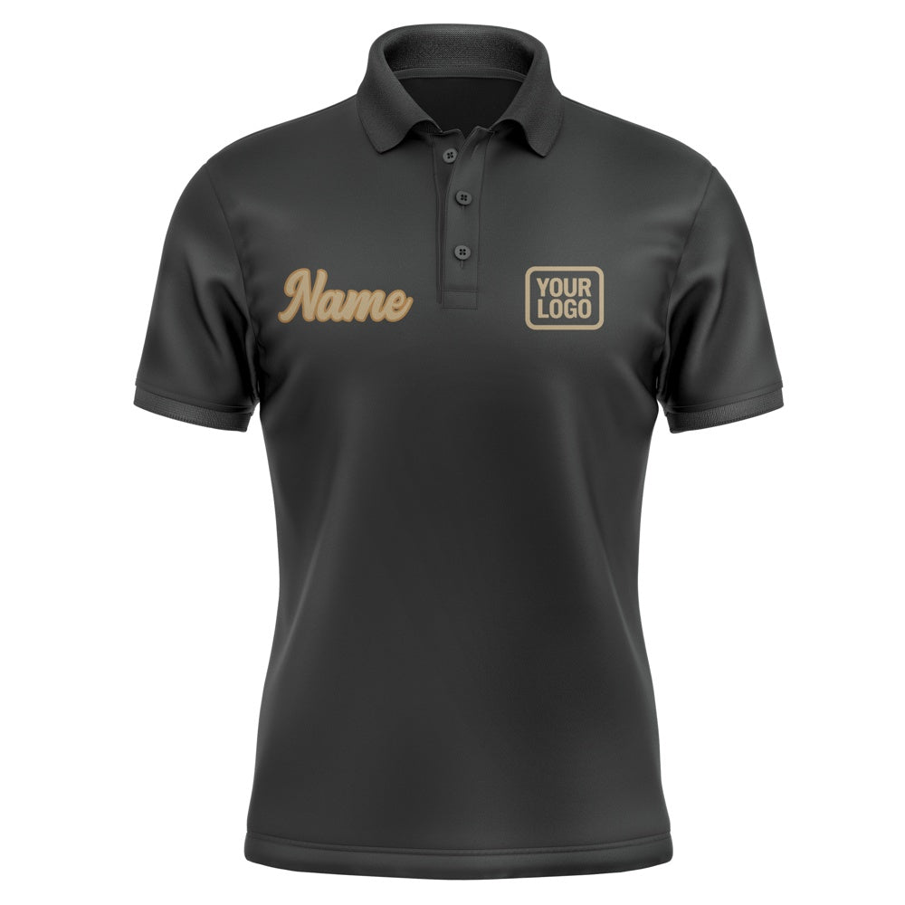 Custom Black Light Khaki Short-Sleeve Polo Shirt