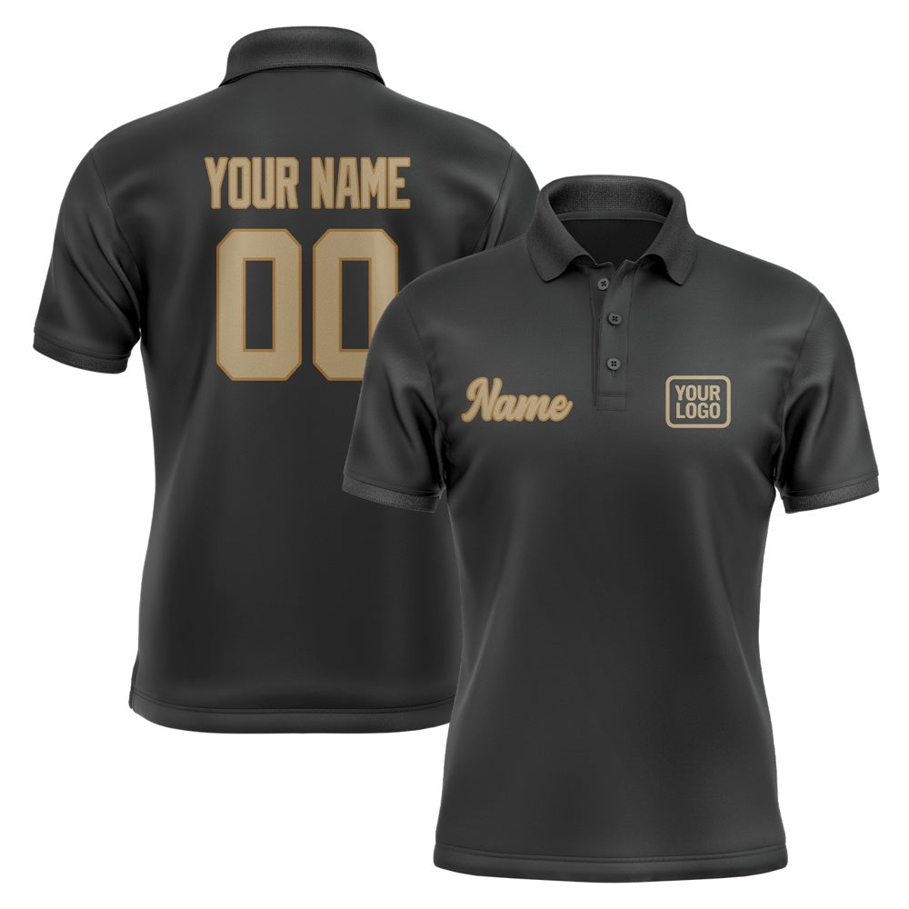 Custom Black Light Khaki Short-Sleeve Polo Shirt