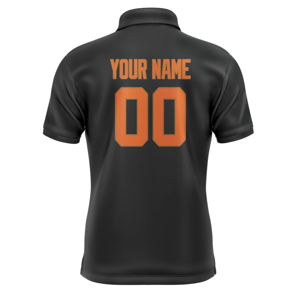 Custom Black Orange Short-Sleeve Polo Shirt