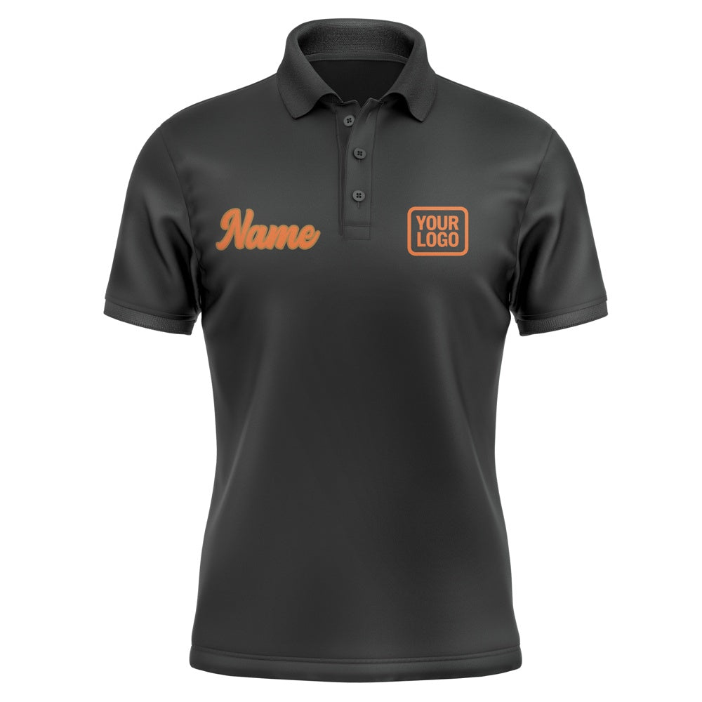 Custom Black Orange Short-Sleeve Polo Shirt