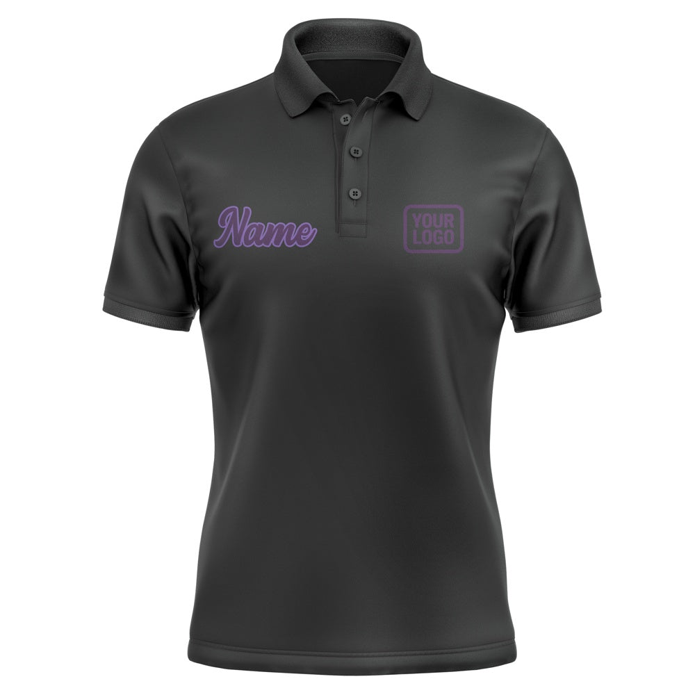 Custom Black Purple Short-Sleeve Polo Shirt