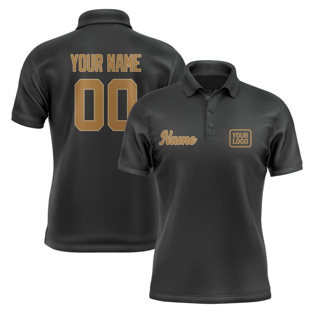 Custom Black Khaki Short-Sleeve Polo Shirt