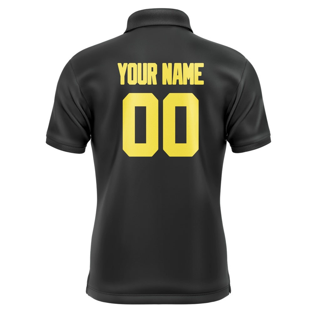 Custom Black Light Yellow Short-Sleeve Polo Shirt