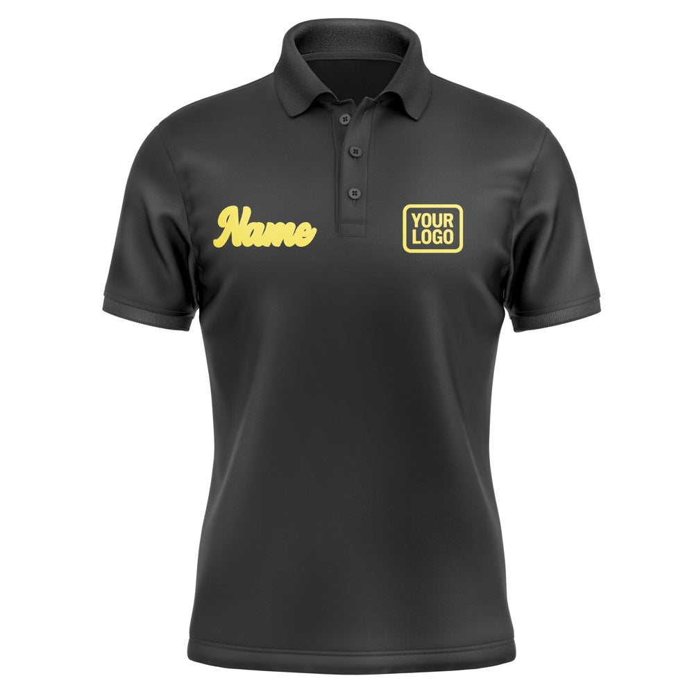 Custom Black Light Yellow Short-Sleeve Polo Shirt
