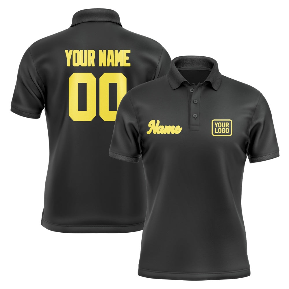 Custom Black Light Yellow Short-Sleeve Polo Shirt
