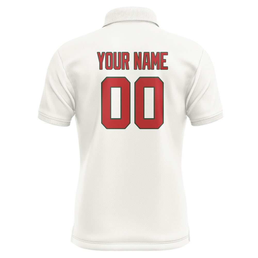 Custom White Red Short-Sleeve Polo Shirt