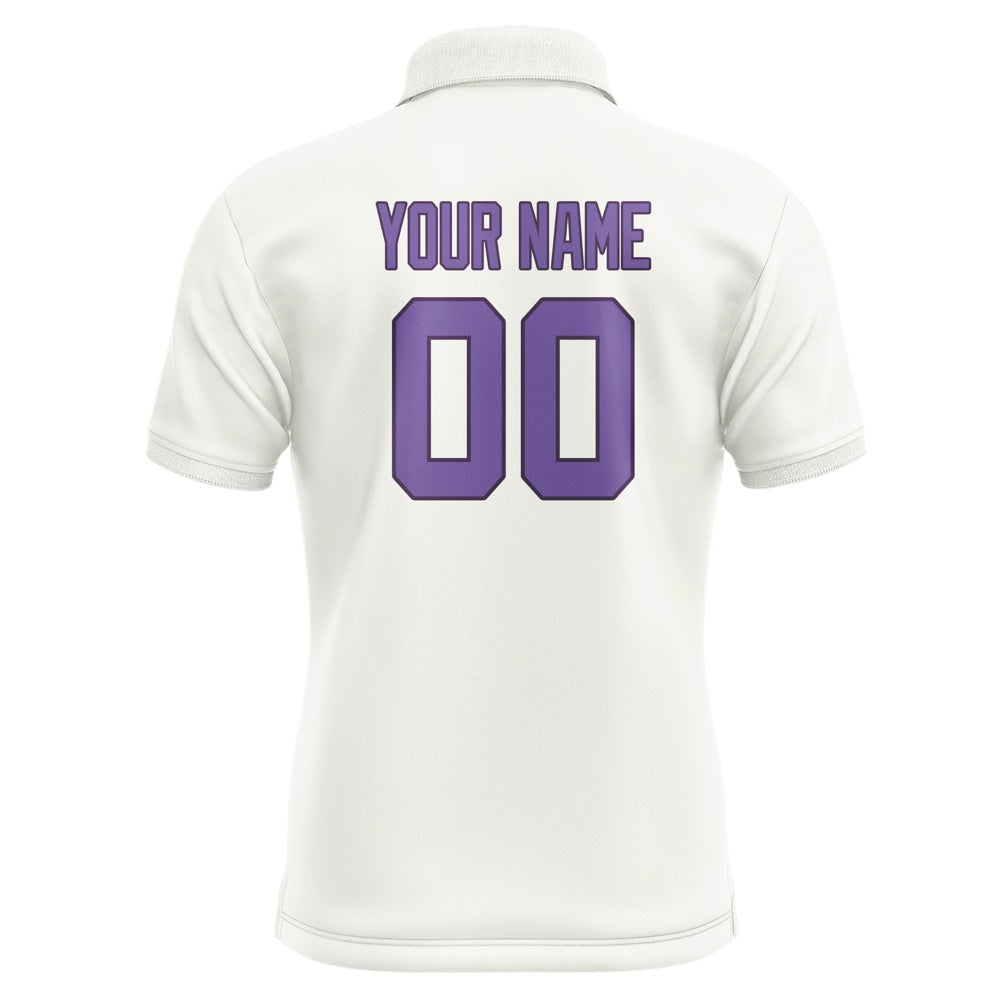 Custom White Light Purple Short-Sleeve Polo Shirt