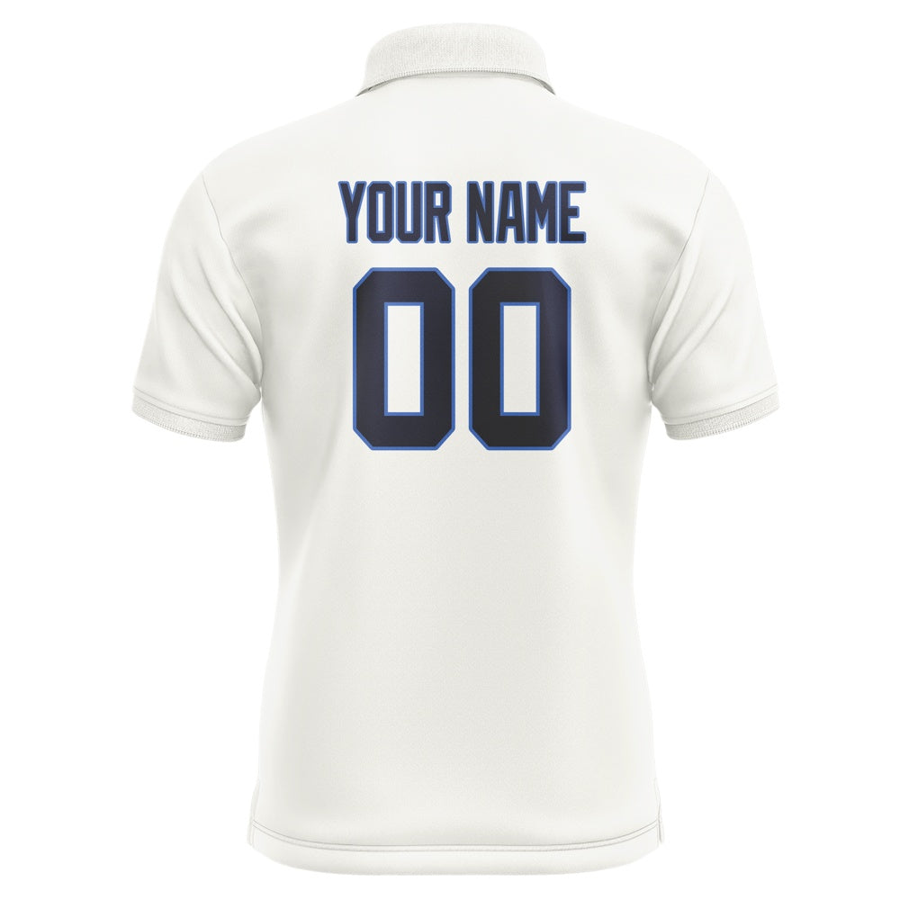 Custom White Navy Short-Sleeve Polo Shirt