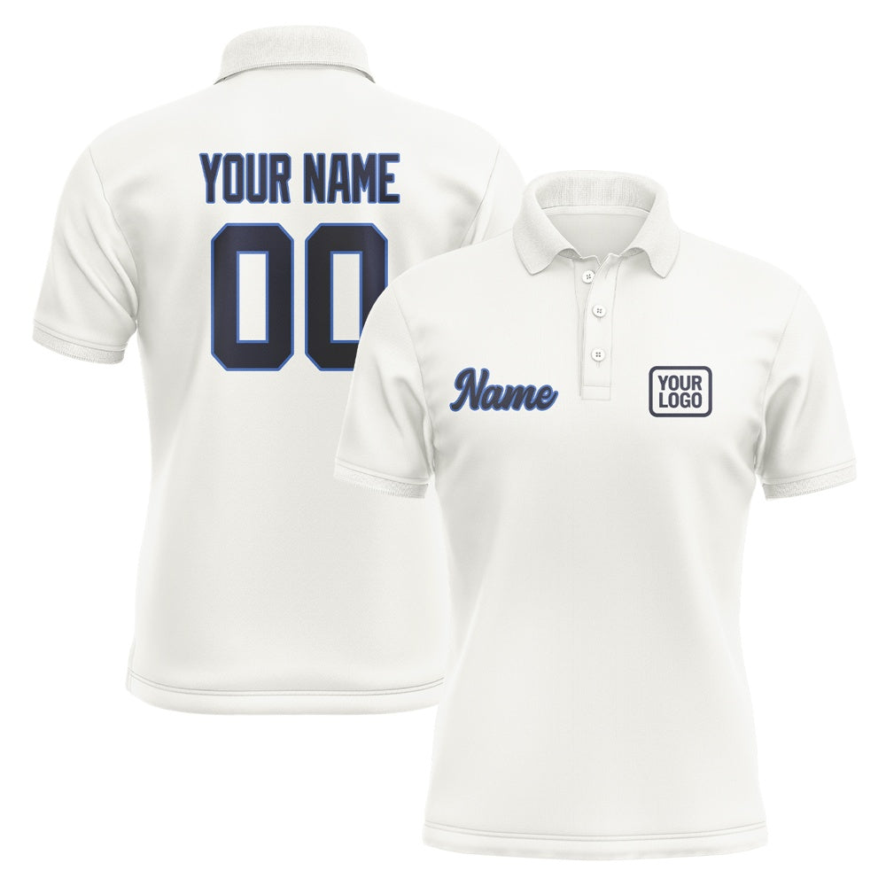 Custom White Navy Short-Sleeve Polo Shirt