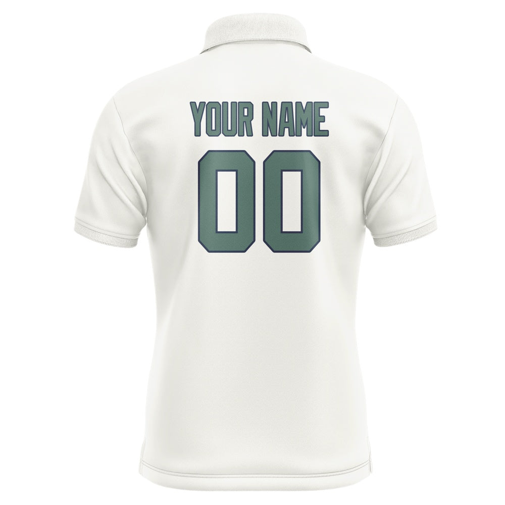 Custom White Blue Green Short-Sleeve Polo Shirt