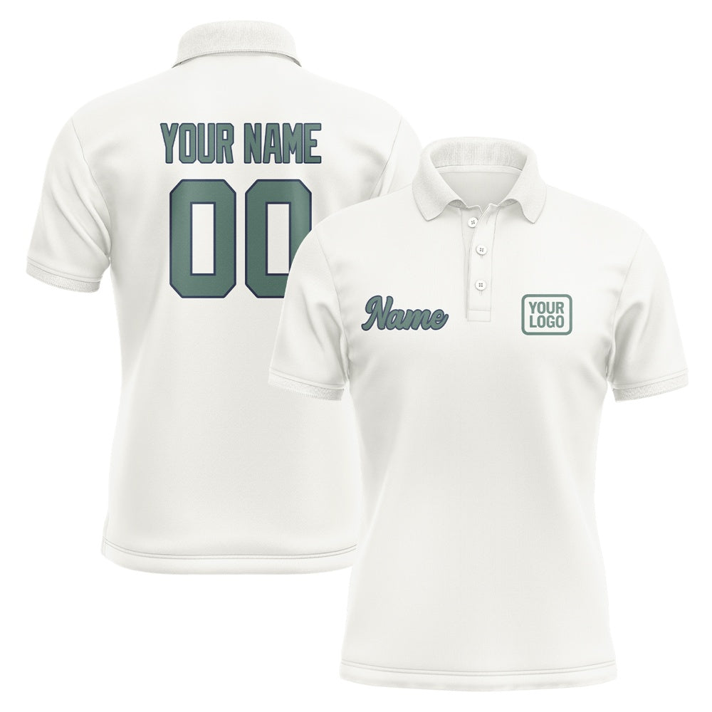 Custom White Blue Green Short-Sleeve Polo Shirt