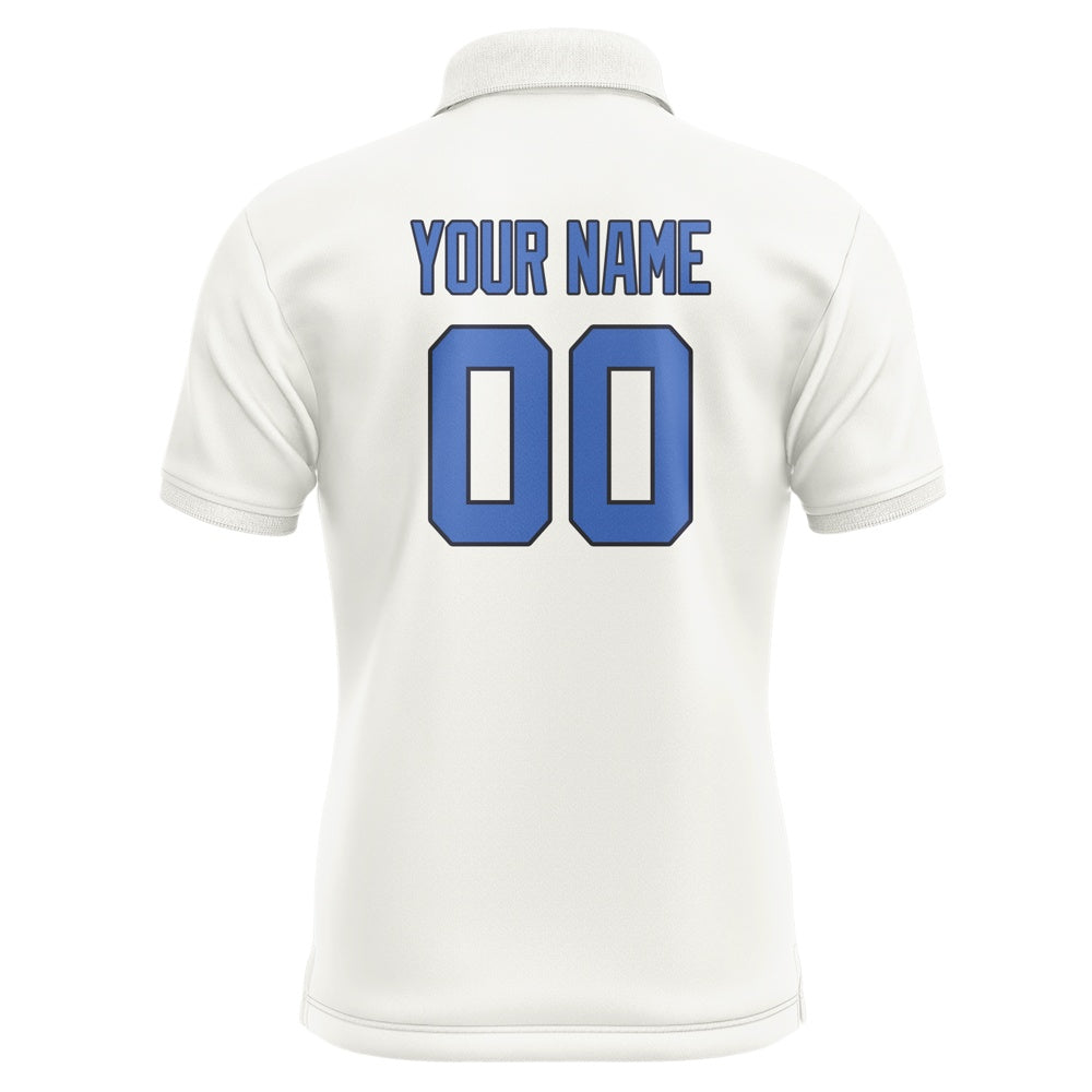Custom White Sky Blue Short-Sleeve Polo Shirt