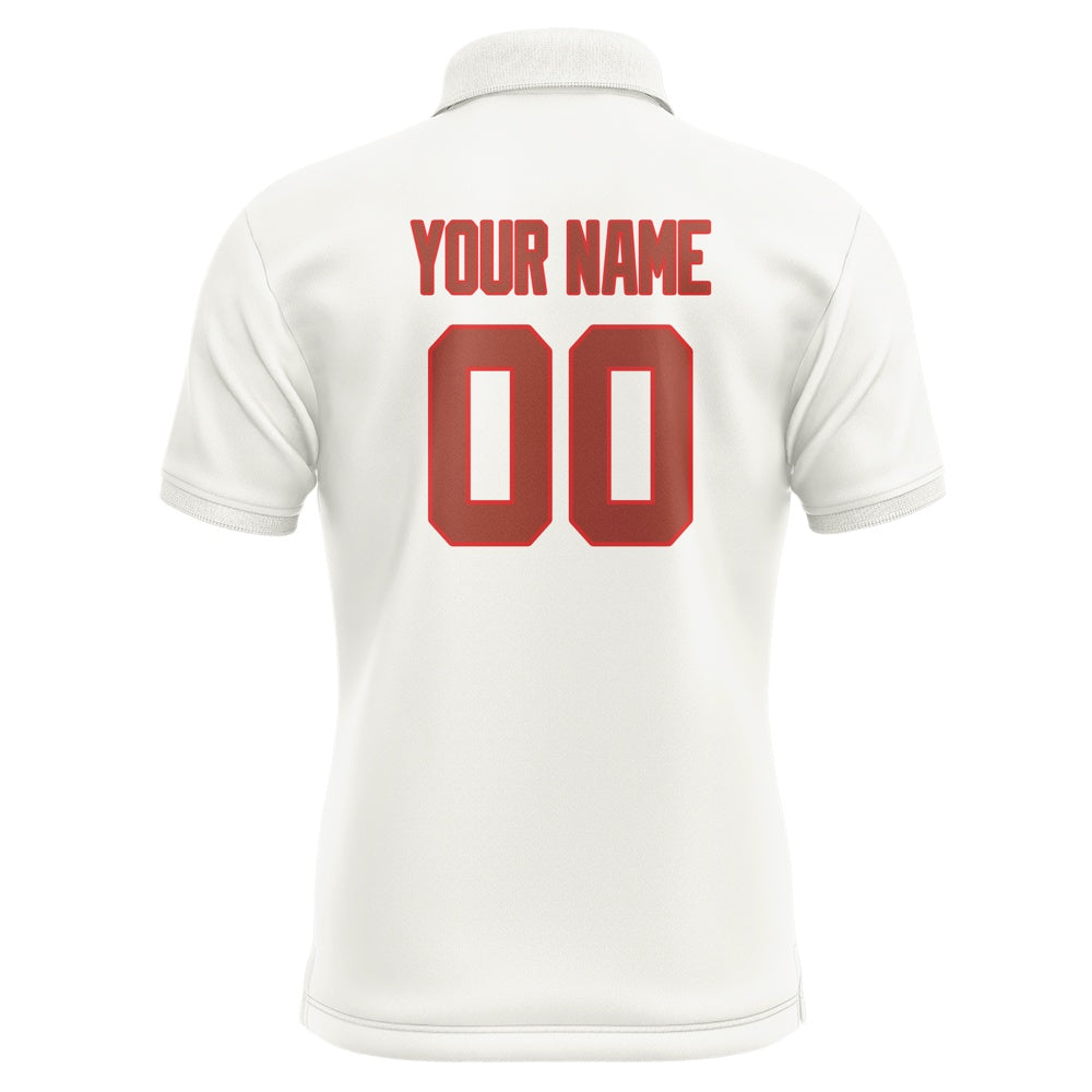 Custom White Coral Red Short-Sleeve Polo Shirt