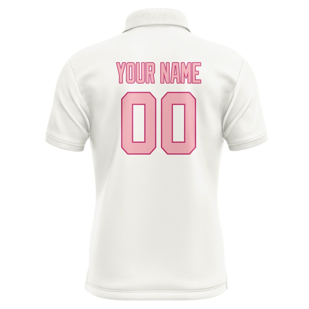 Custom White Light Pink Short-Sleeve Polo Shirt