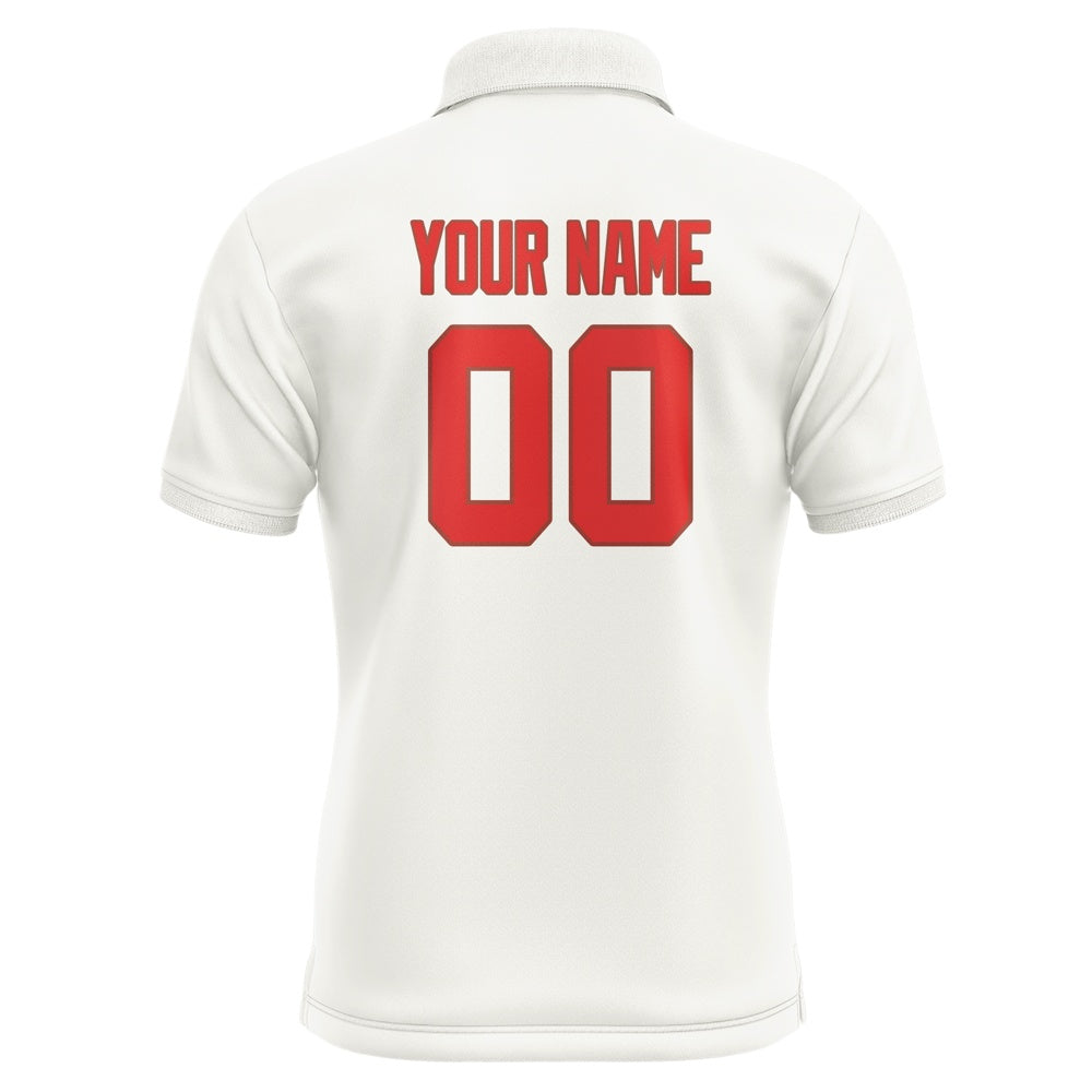 Custom White Orange Red Short-Sleeve Polo Shirt