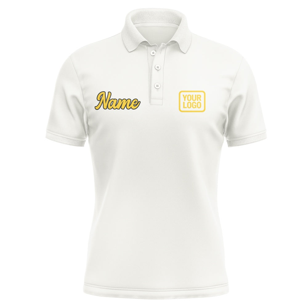 Custom White Gold Short-Sleeve Polo Shirt