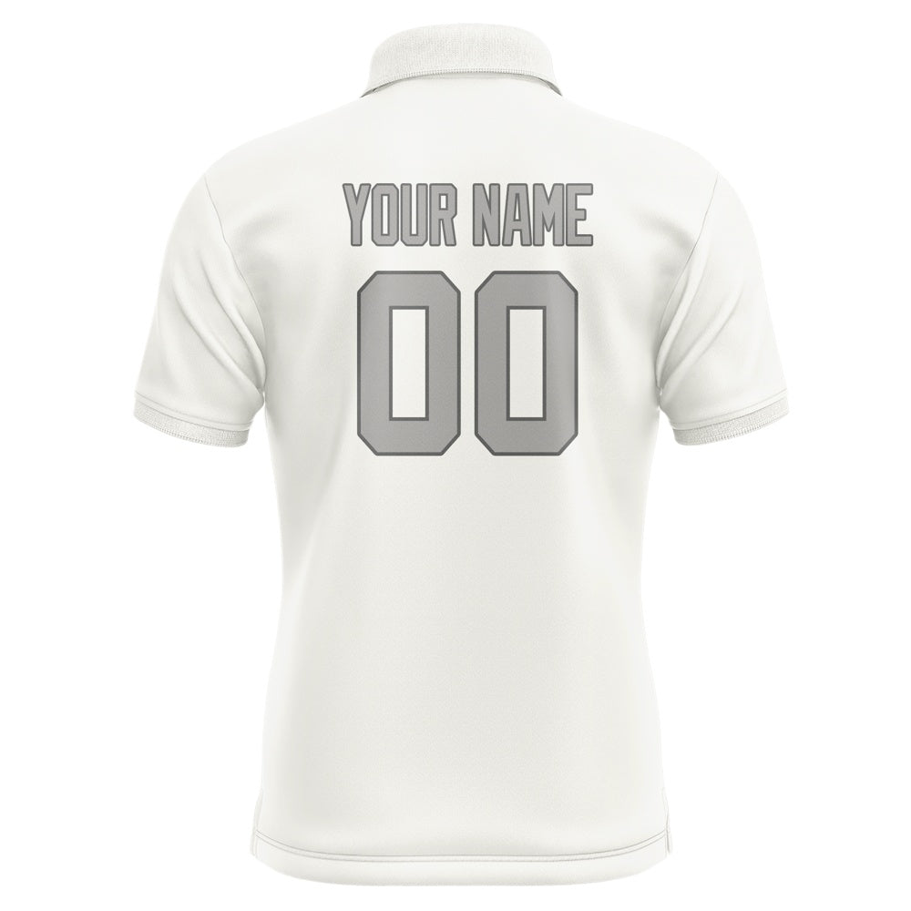 Custom White Gray Short-Sleeve Polo Shirt