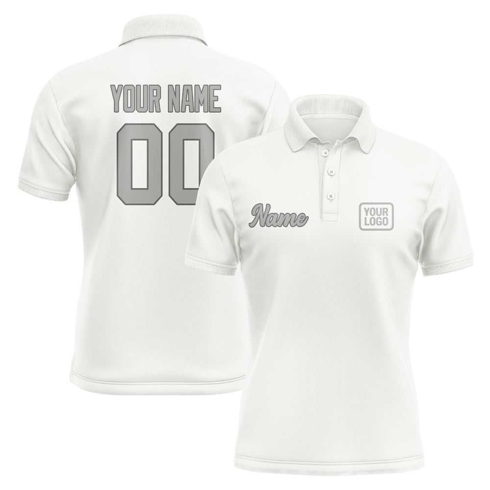 Custom White Gray Short-Sleeve Polo Shirt