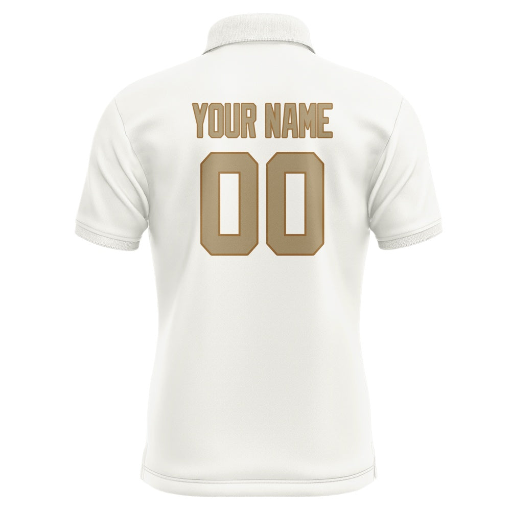 Custom White Light Khaki Short-Sleeve Polo Shirt