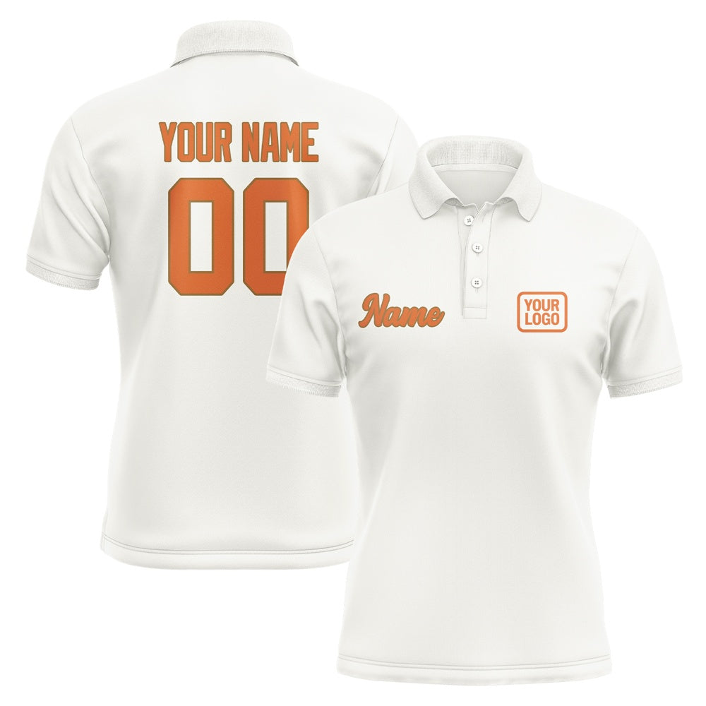Custom White Orange Short-Sleeve Polo Shirt