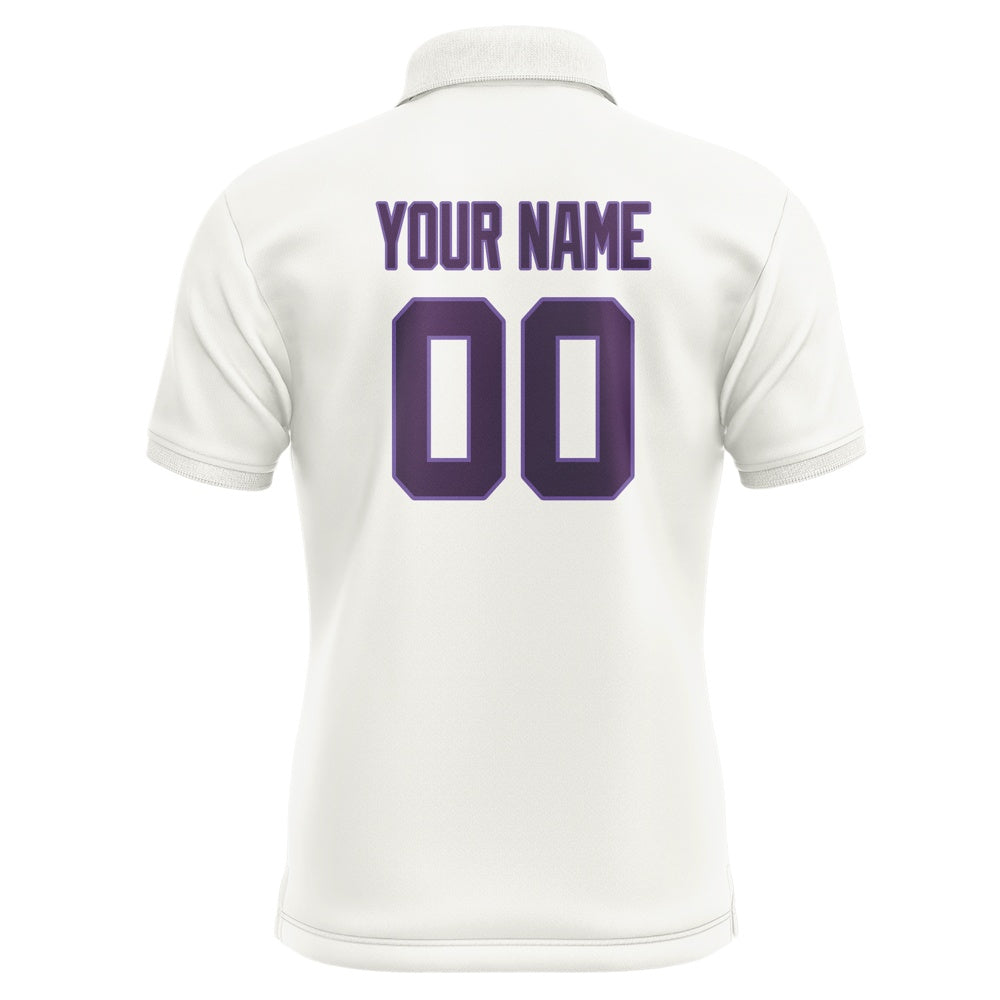Custom White Purple Short-Sleeve Polo Shirt