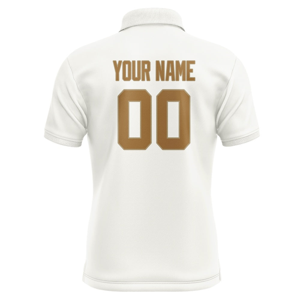 Custom White Khaki Short-Sleeve Polo Shirt