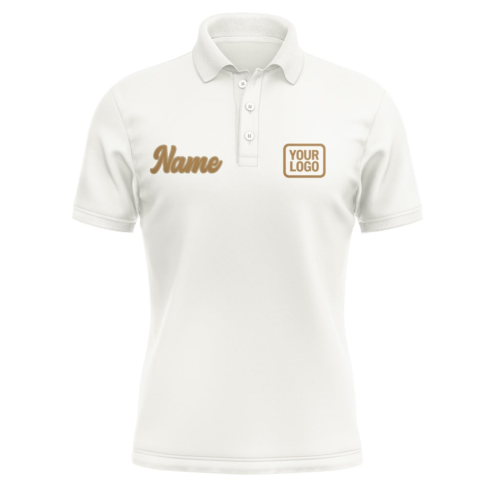 Custom White Khaki Short-Sleeve Polo Shirt