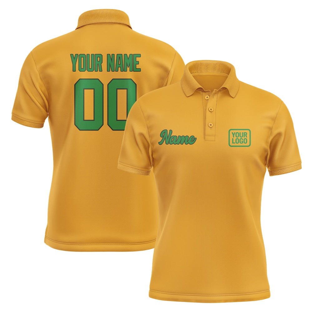 Custom Yellow Emerald Green Short-Sleeve Polo Shirt