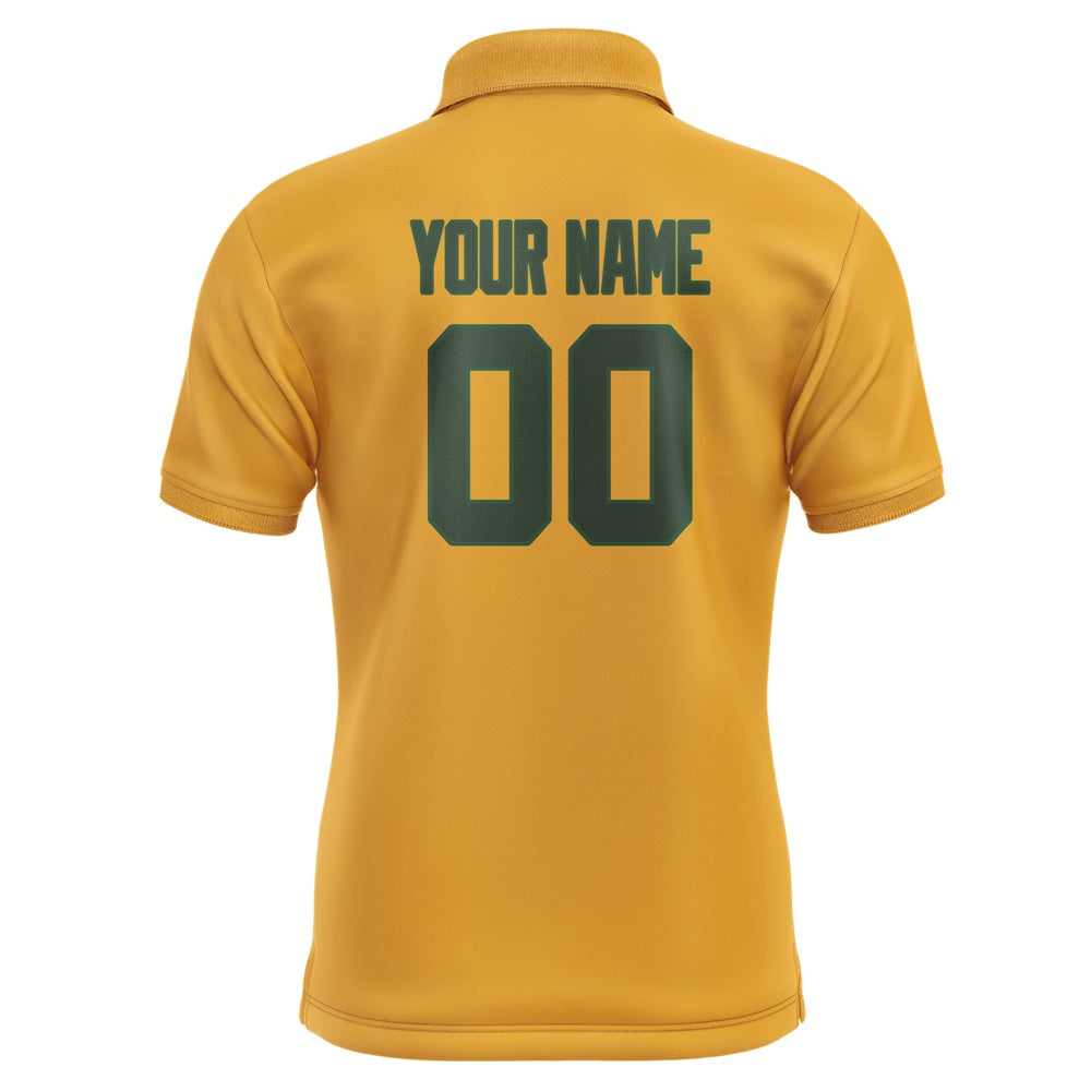 Custom Yellow Dark Green Short-Sleeve Polo Shirt