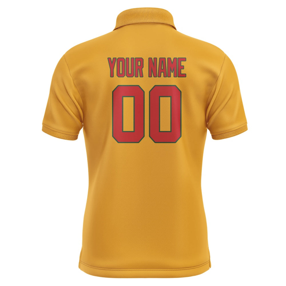 Custom Yellow Red Short-Sleeve Polo Shirt