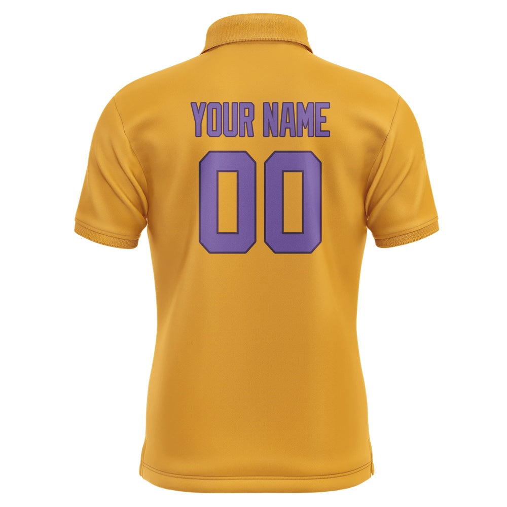 Custom Yellow Light Purple Short-Sleeve Polo Shirt
