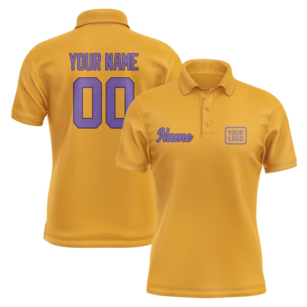 Custom Yellow Light Purple Short-Sleeve Polo Shirt