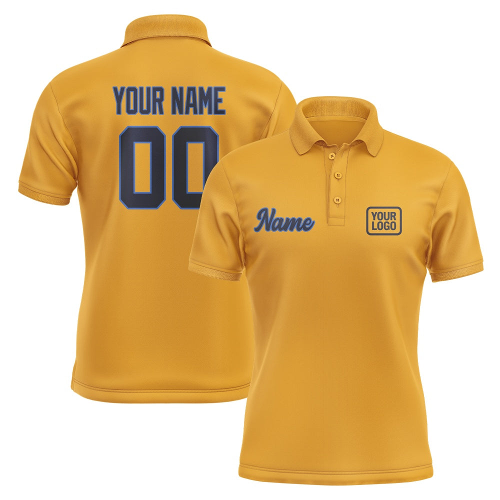 Custom Yellow Navy Short-Sleeve Polo Shirt