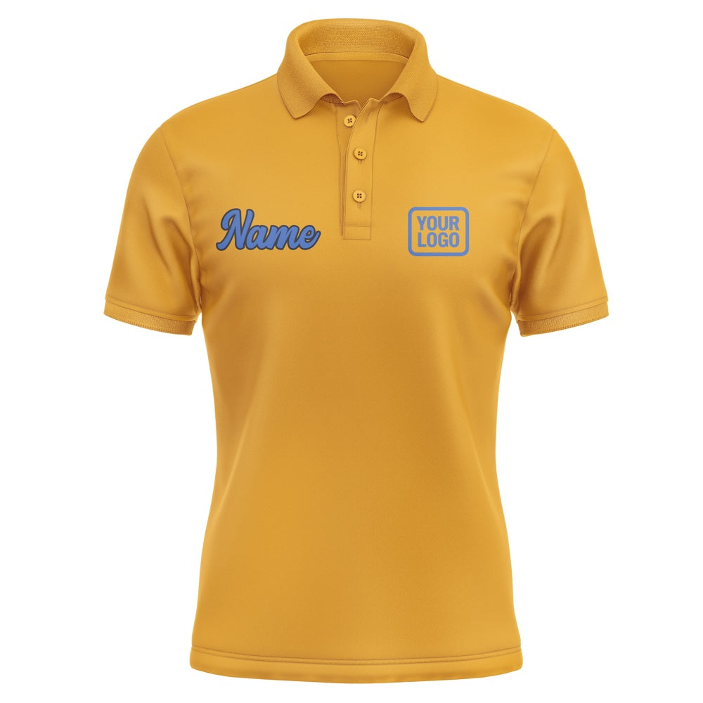Custom Yellow Sky Blue Short-Sleeve Polo Shirt